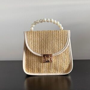 Chic Woven‎ Mini Bag with Pearl Handle